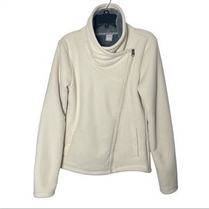 Bench Women’s Medium Asymmetrical Fleece Full-Zip Jacket Cream Off White Winter